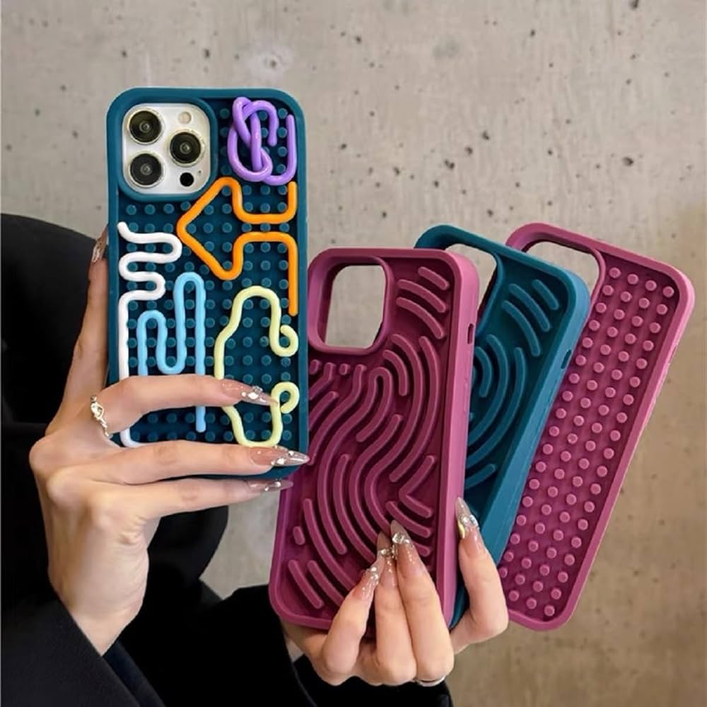 iPhone Funny DIY Case with Colorful Rope Design,(for iPhone 14-16)