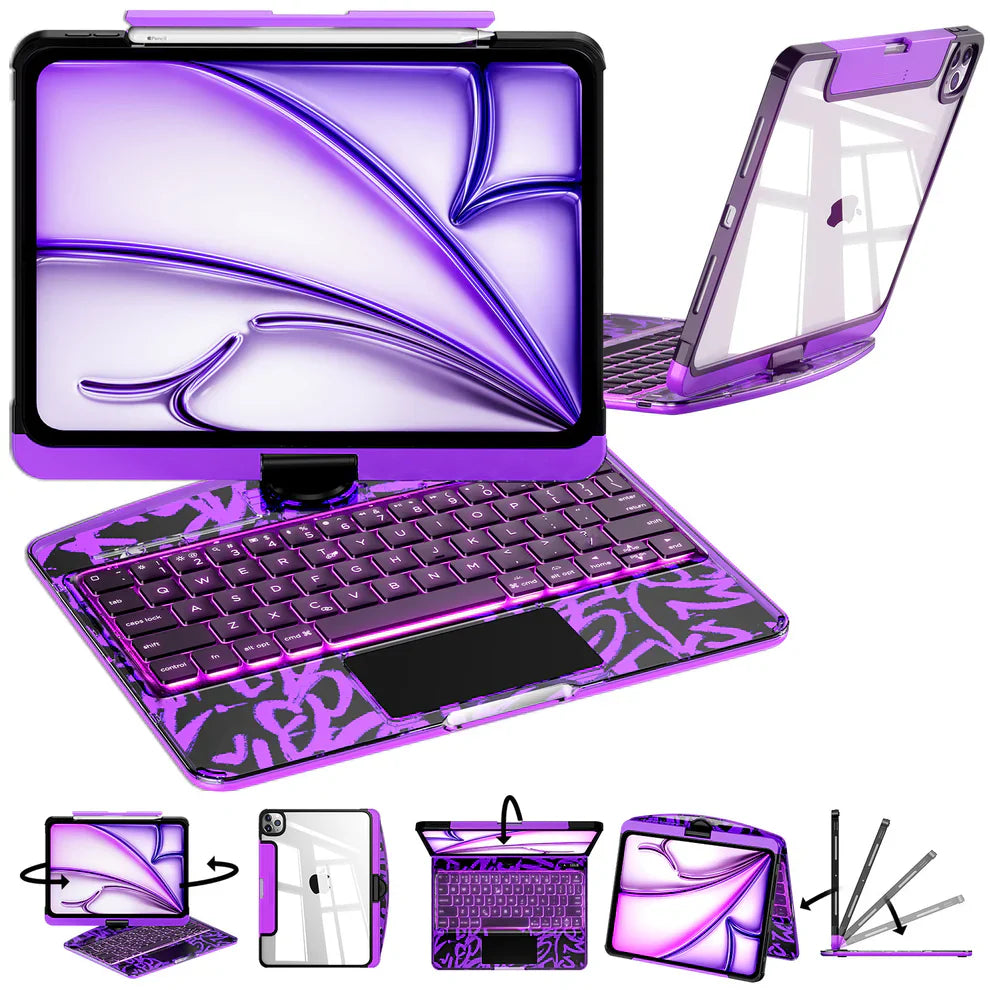 TabShell Y2K Transparent Blue 360° Rotating iPad Keyboard Case