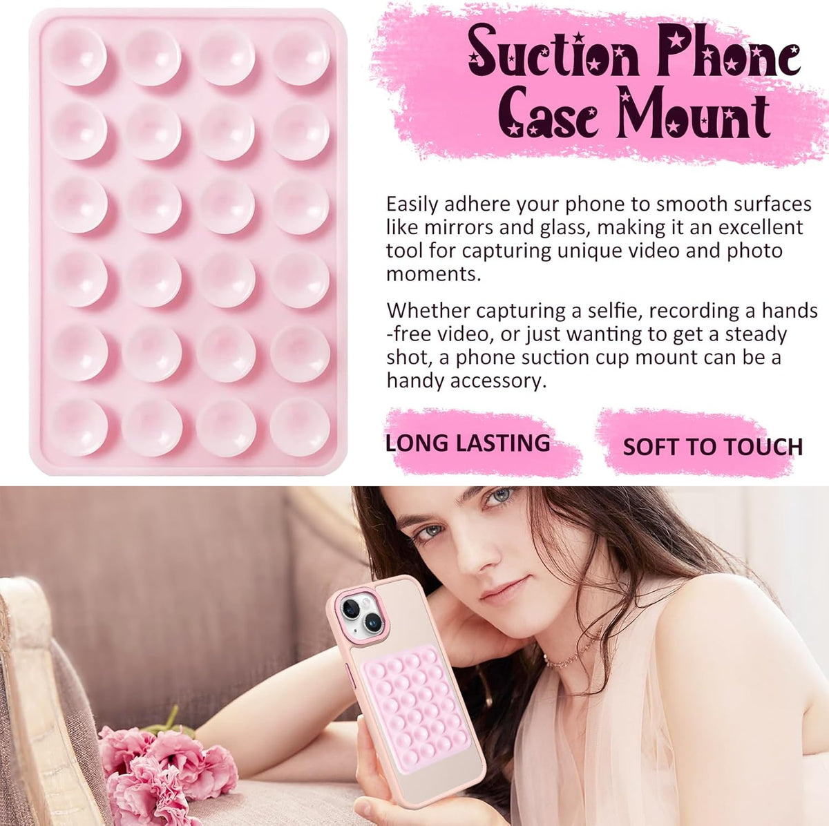 Silicone Suction Phone Mount for iPhone & Android | Hands-Free Selfie & Video Holder (Pack Of 2)