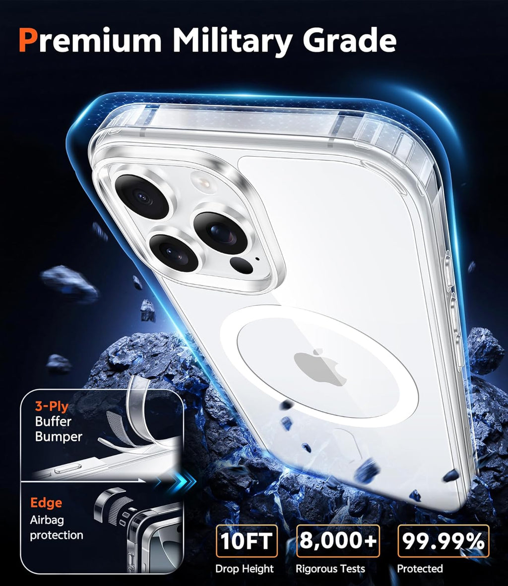 MagSafe Magnetic Clear Case + Screen Protector for iPhone 13, 14, 15 & 16 Series