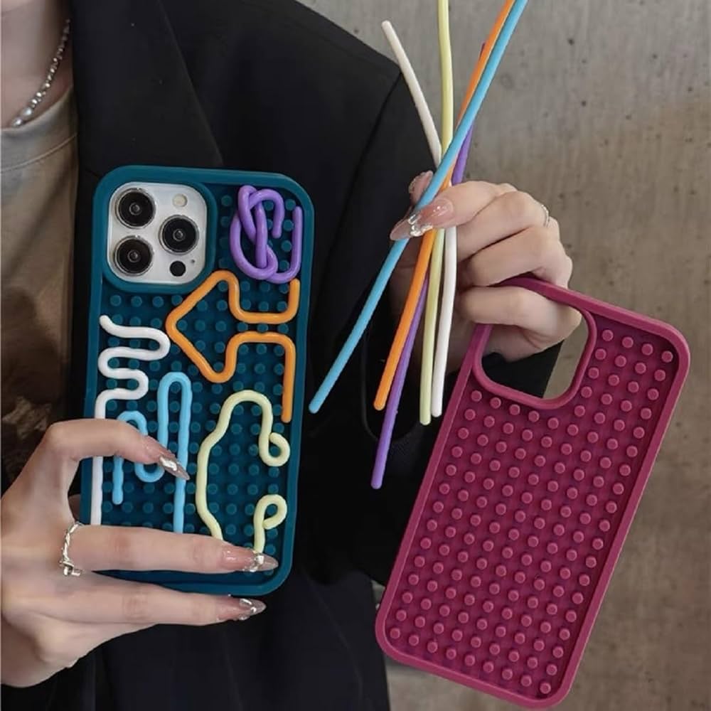 iPhone Funny DIY Case with Colorful Rope Design,(for iPhone 14-16)