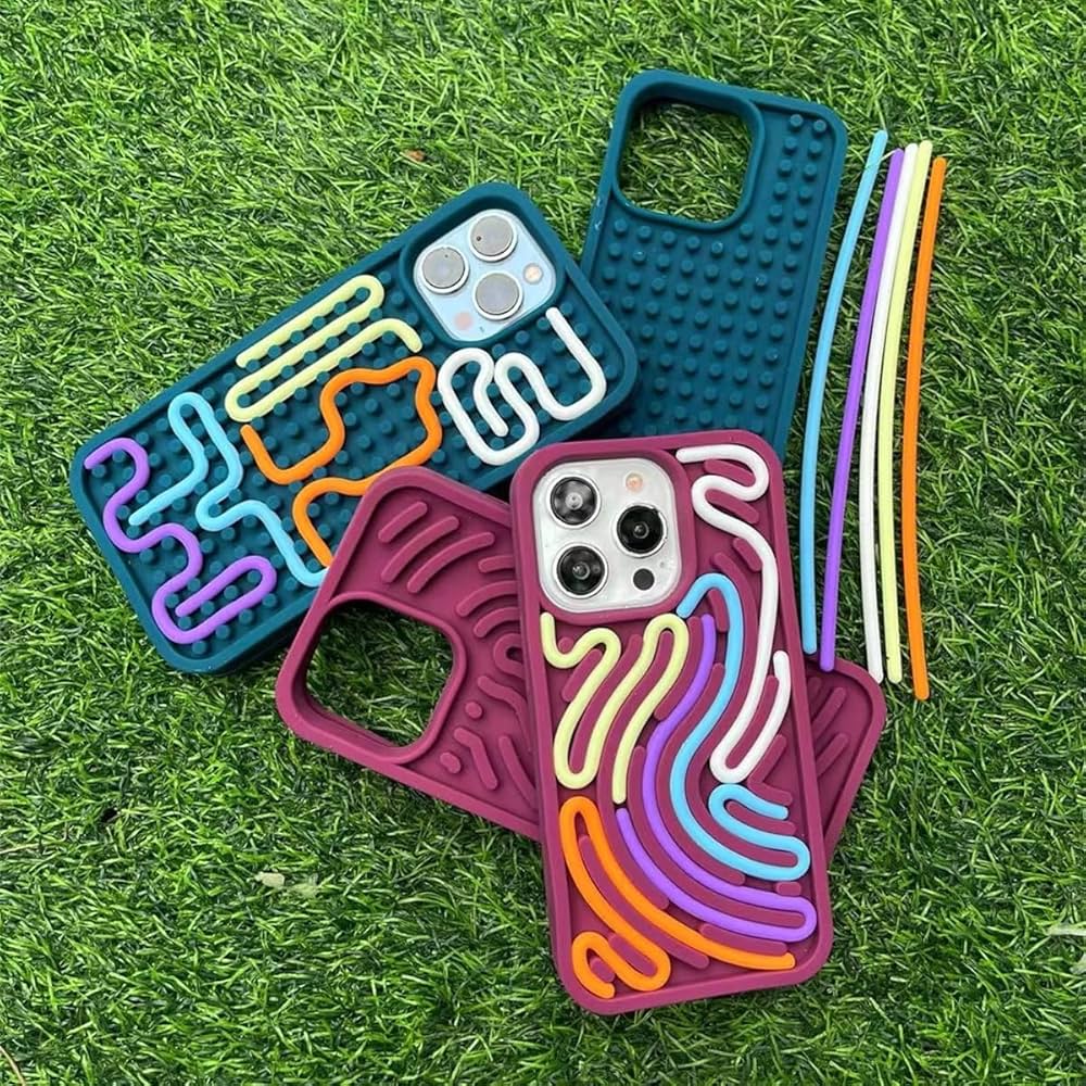 iPhone Funny DIY Case with Colorful Rope Design,(for iPhone 14-16)