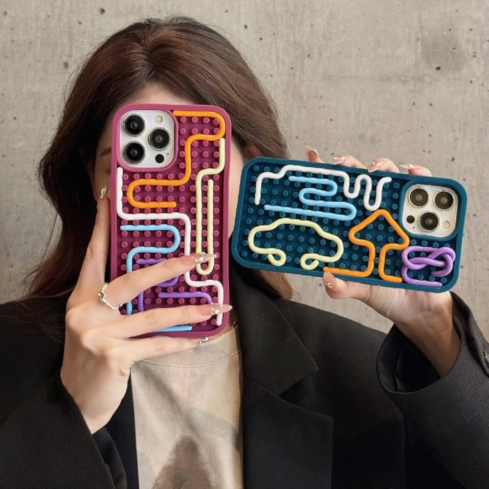 iPhone Funny DIY Case with Colorful Rope Design,(for iPhone 14-16)