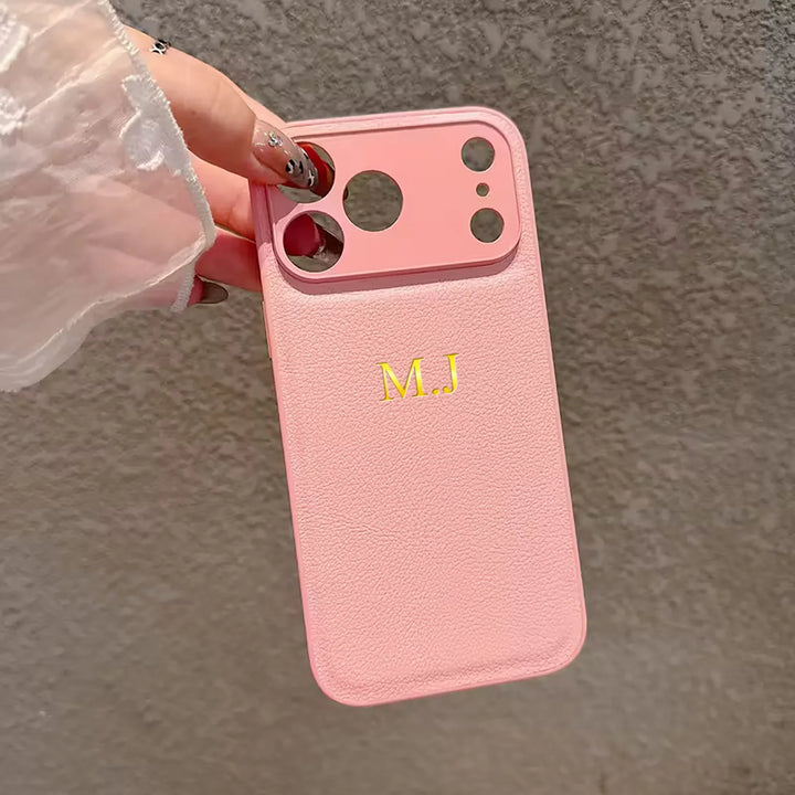 Personalized Luxury Customized Name 3D DIY Hot Engrave Faux Leather Phone Case For iPhone 17 16 15 14 13 Pro Max Plus Air