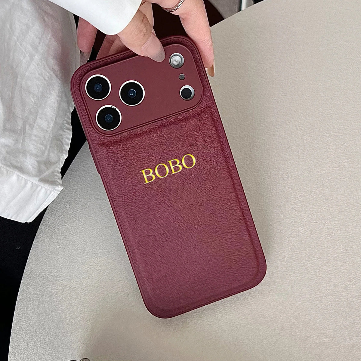 Personalized Luxury Customized Name 3D DIY Hot Engrave Faux Leather Phone Case For iPhone 17 16 15 14 13 Pro Max Plus Air